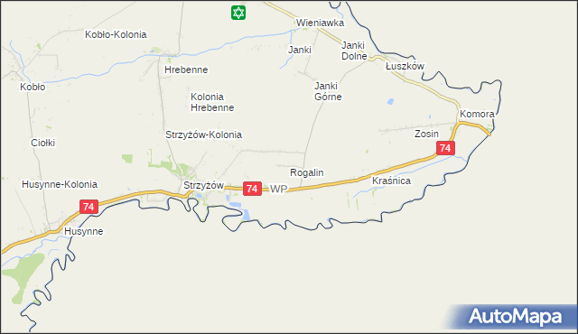 mapa Rogalin gmina Horodło, Rogalin gmina Horodło na mapie Targeo