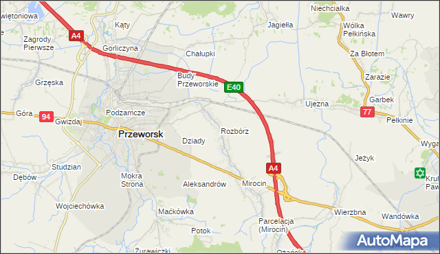 mapa Rozbórz, Rozbórz na mapie Targeo