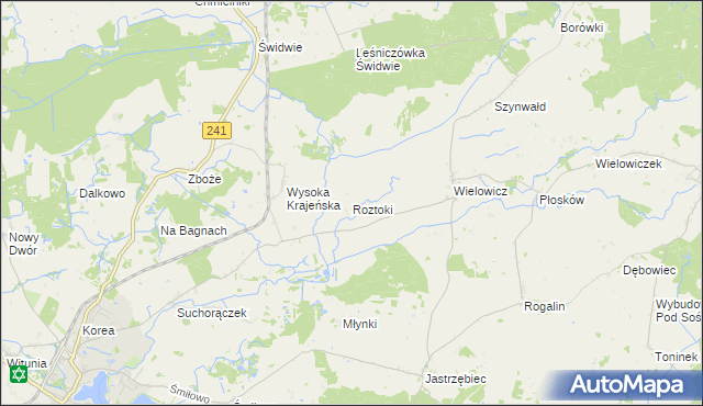 mapa Roztoki gmina Sośno, Roztoki gmina Sośno na mapie Targeo