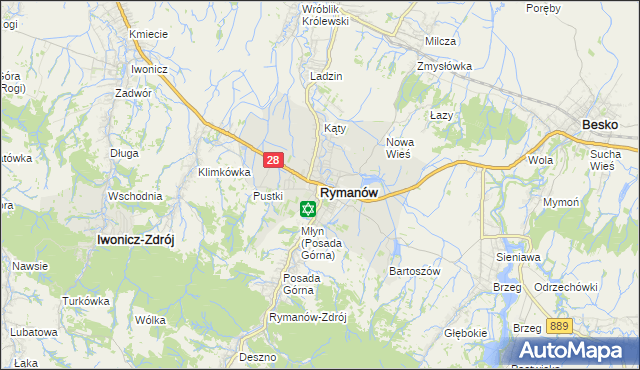 mapa Rymanów, Rymanów na mapie Targeo