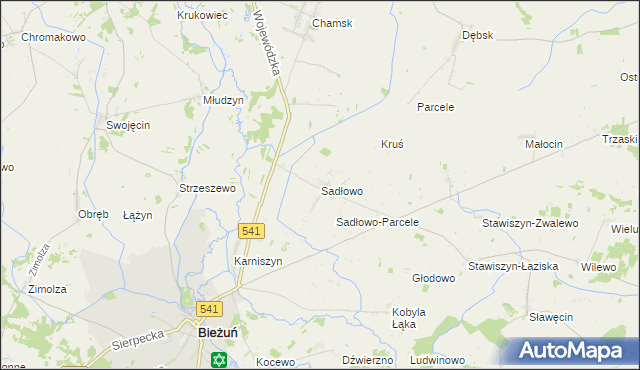 mapa Sadłowo gmina Bieżuń, Sadłowo gmina Bieżuń na mapie Targeo