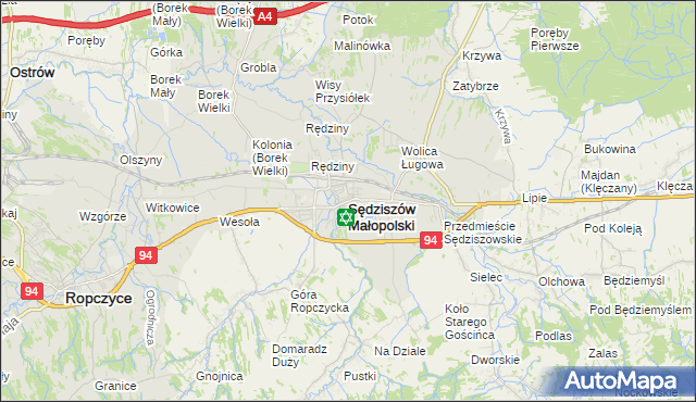 mapa Sędziszów Małopolski, Sędziszów Małopolski na mapie Targeo