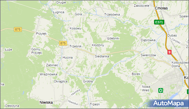 mapa Siedlanka, Siedlanka na mapie Targeo