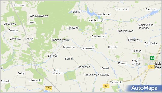 mapa Sierakowy, Sierakowy na mapie Targeo