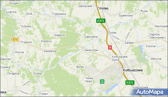 mapa Świerczów gmina Kolbuszowa, Świerczów gmina Kolbuszowa na mapie Targeo