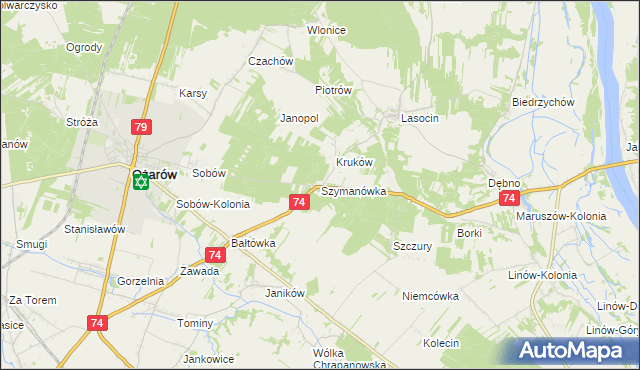 mapa Szymanówka gmina Ożarów, Szymanówka gmina Ożarów na mapie Targeo