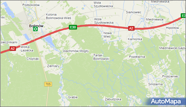 mapa Tartak Bolimowski, Tartak Bolimowski na mapie Targeo