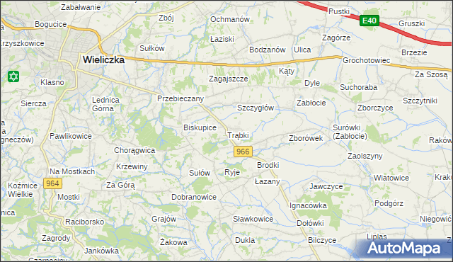 mapa Trąbki gmina Biskupice, Trąbki gmina Biskupice na mapie Targeo