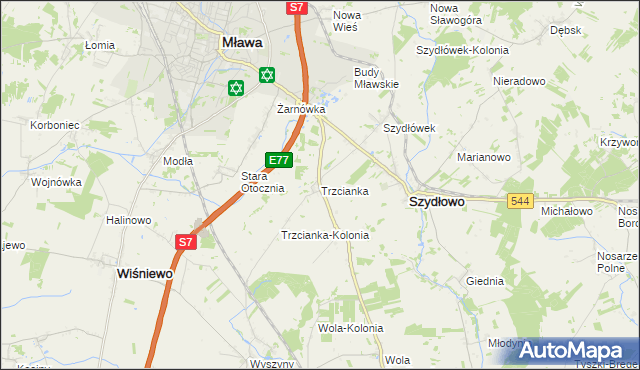 mapa Trzcianka gmina Szydłowo, Trzcianka gmina Szydłowo na mapie Targeo