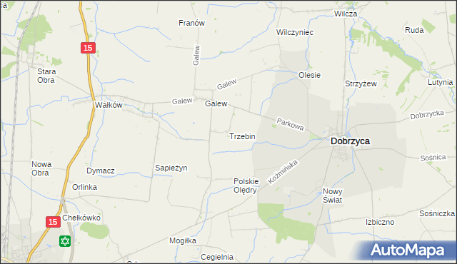 mapa Trzebin gmina Dobrzyca, Trzebin gmina Dobrzyca na mapie Targeo