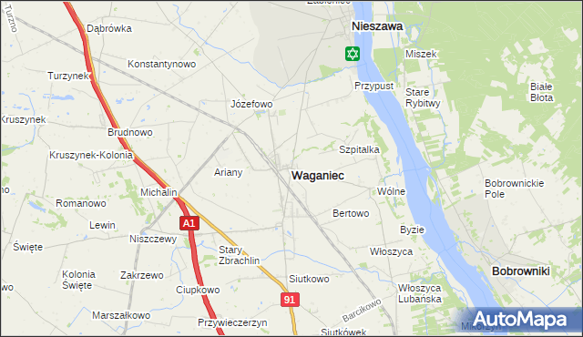 mapa Waganiec, Waganiec na mapie Targeo