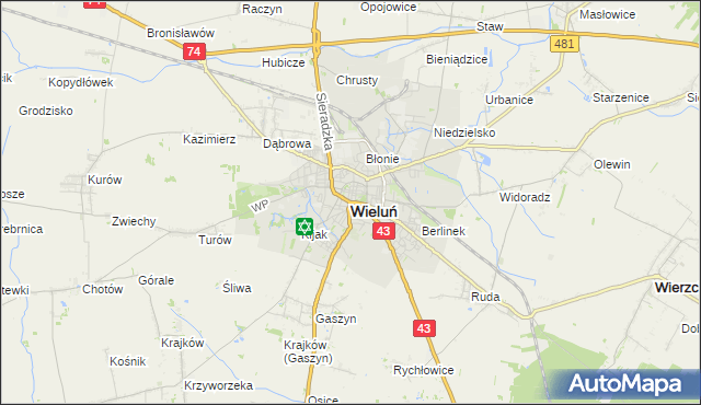 mapa Wieluń, Wieluń na mapie Targeo