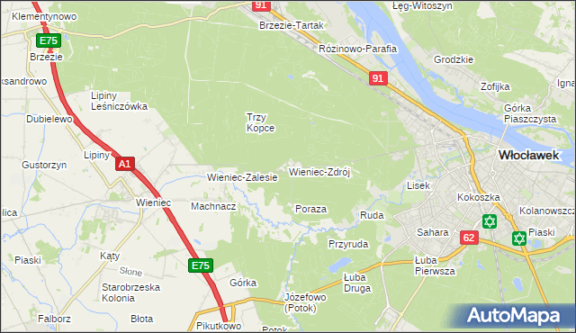 mapa Wieniec-Zdrój, Wieniec-Zdrój na mapie Targeo