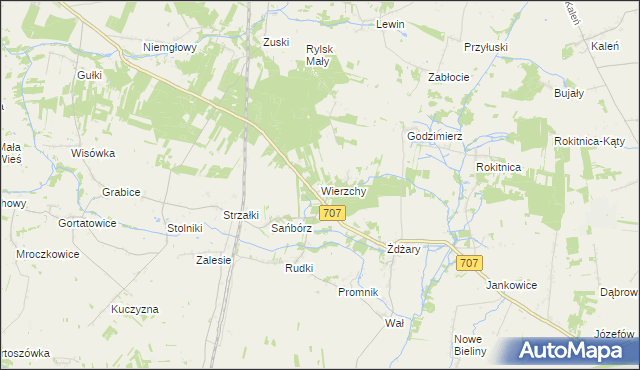 mapa Wierzchy gmina Nowe Miasto nad Pilicą, Wierzchy gmina Nowe Miasto nad Pilicą na mapie Targeo
