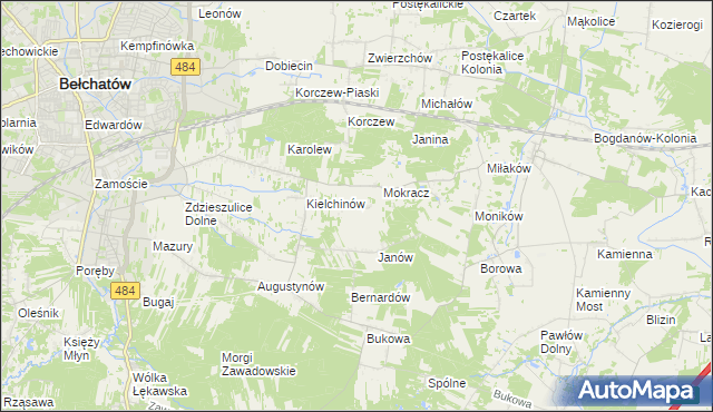 mapa Wiktorów gmina Bełchatów, Wiktorów gmina Bełchatów na mapie Targeo