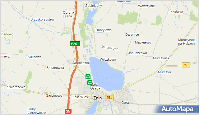 mapa Wilczkowo gmina Żnin, Wilczkowo gmina Żnin na mapie Targeo