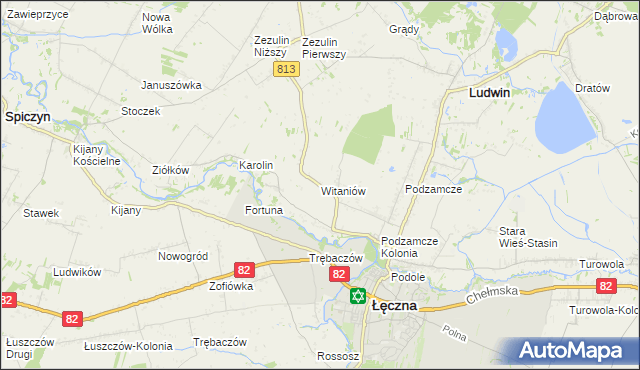 mapa Witaniów, Witaniów na mapie Targeo