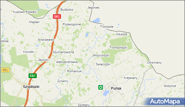 mapa Wojciuliszki, Wojciuliszki na mapie Targeo