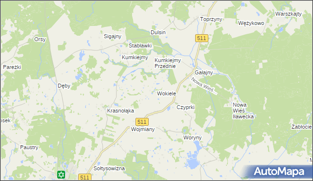 mapa Wokiele, Wokiele na mapie Targeo