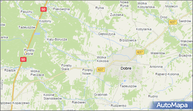 mapa Wólka Kokosia, Wólka Kokosia na mapie Targeo