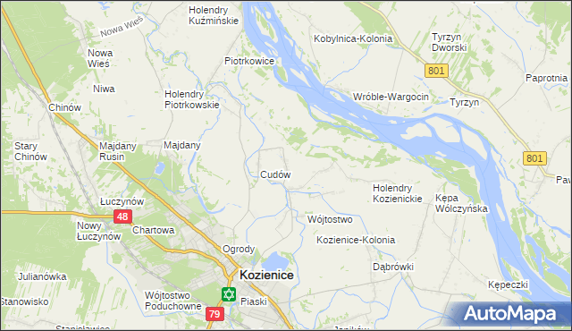 mapa Wymysłów gmina Kozienice, Wymysłów gmina Kozienice na mapie Targeo