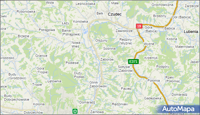 mapa Zaborów gmina Czudec, Zaborów gmina Czudec na mapie Targeo