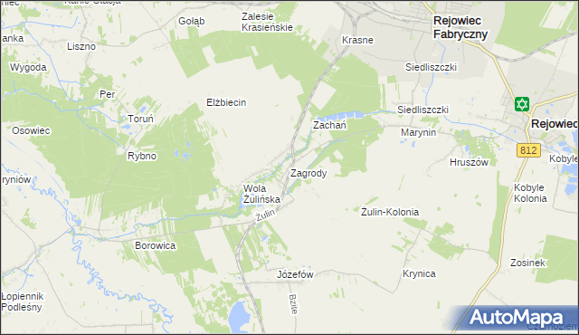 mapa Zagrody gmina Rejowiec, Zagrody gmina Rejowiec na mapie Targeo