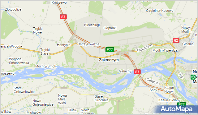 mapa Zakroczym, Zakroczym na mapie Targeo