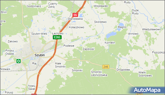 mapa Zazdrość gmina Szubin, Zazdrość gmina Szubin na mapie Targeo