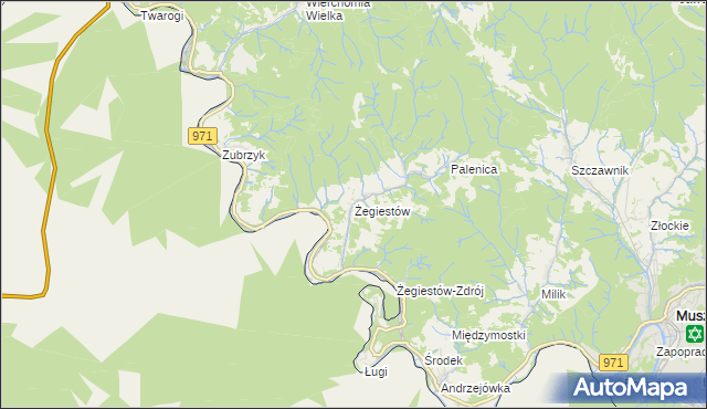 mapa Żegiestów, Żegiestów na mapie Targeo