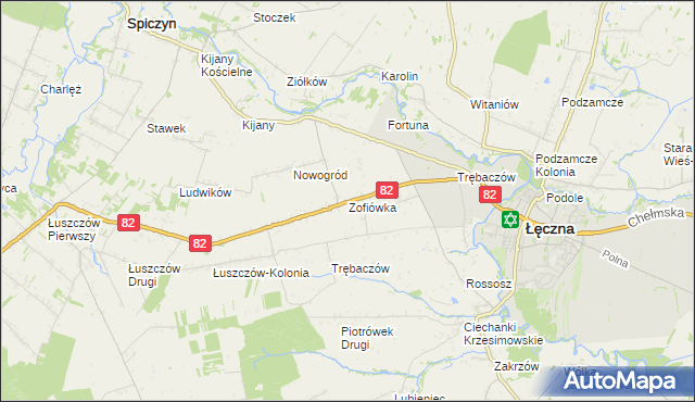 mapa Zofiówka gmina Łęczna, Zofiówka gmina Łęczna na mapie Targeo