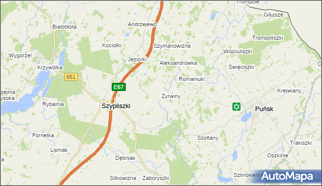 mapa Żyrwiny, Żyrwiny na mapie Targeo