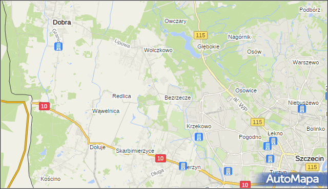 mapa Bezrzecze, Bezrzecze na mapie Targeo