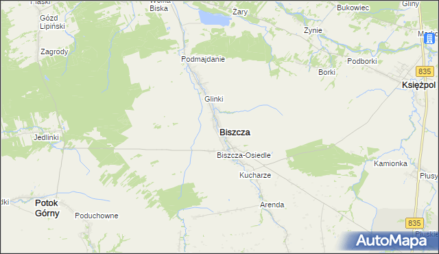 mapa Biszcza, Biszcza na mapie Targeo