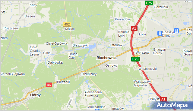 mapa Blachownia, Blachownia na mapie Targeo