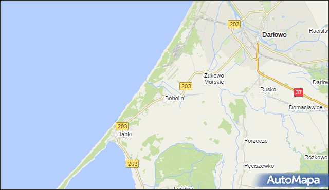mapa Bobolin gmina Darłowo, Bobolin gmina Darłowo na mapie Targeo