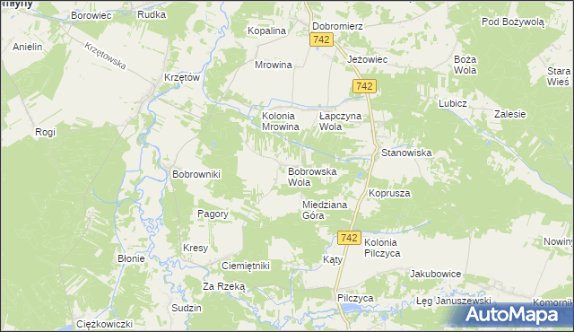 mapa Bobrowska Wola, Bobrowska Wola na mapie Targeo