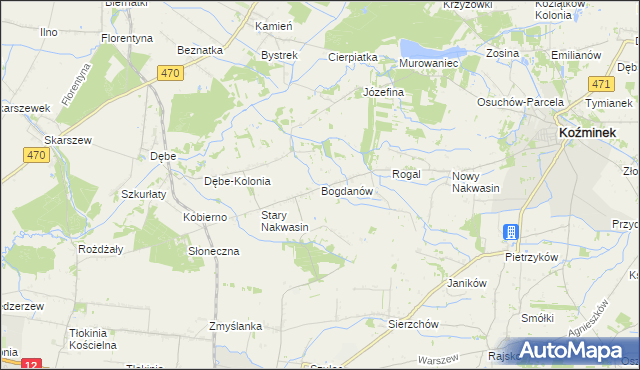 mapa Bogdanów gmina Koźminek, Bogdanów gmina Koźminek na mapie Targeo