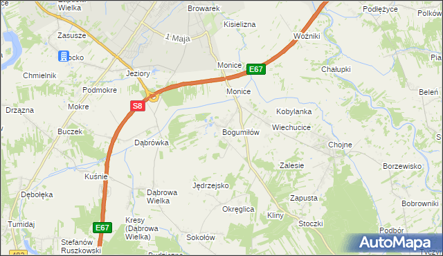 mapa Bogumiłów gmina Sieradz, Bogumiłów gmina Sieradz na mapie Targeo