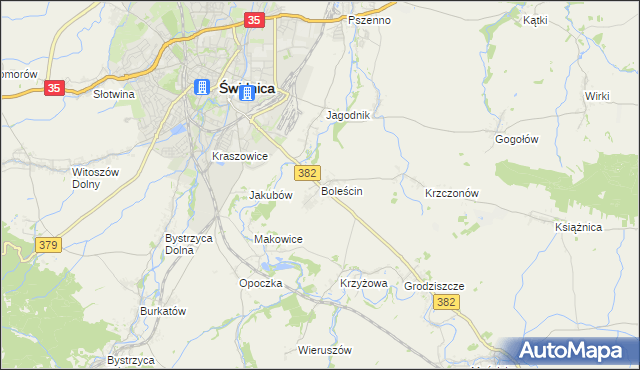 mapa Boleścin gmina Świdnica, Boleścin gmina Świdnica na mapie Targeo