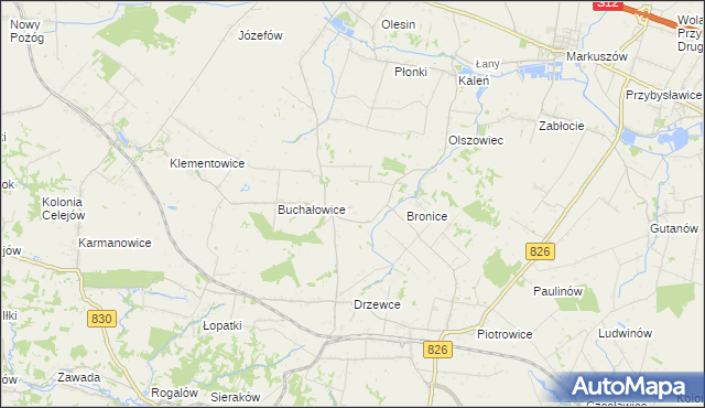 mapa Bronice-Kolonia, Bronice-Kolonia na mapie Targeo