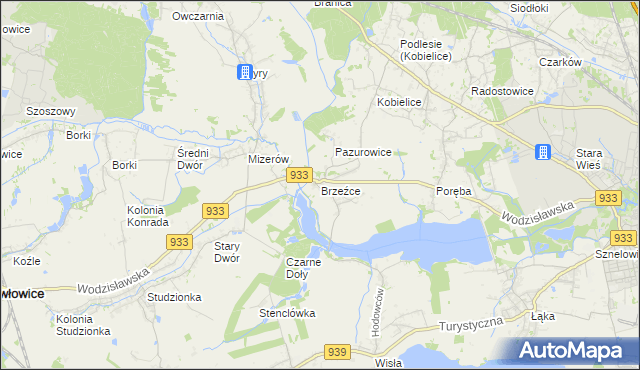 mapa Brzeźce gmina Pszczyna, Brzeźce gmina Pszczyna na mapie Targeo