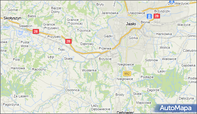 mapa Brzyście gmina Jasło, Brzyście gmina Jasło na mapie Targeo
