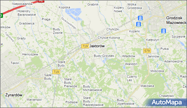 mapa Budy-Grzybek, Budy-Grzybek na mapie Targeo