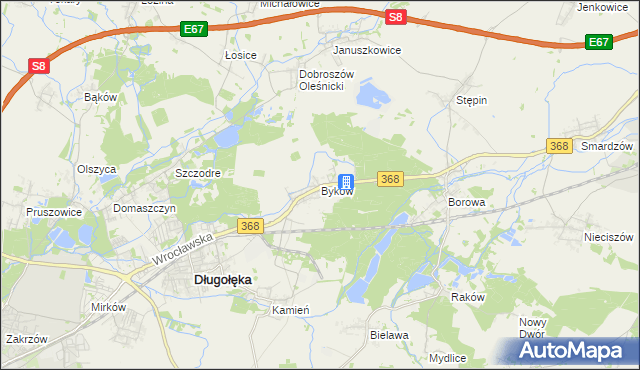 mapa Byków, Byków na mapie Targeo