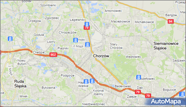 mapa Chorzów, Chorzów na mapie Targeo
