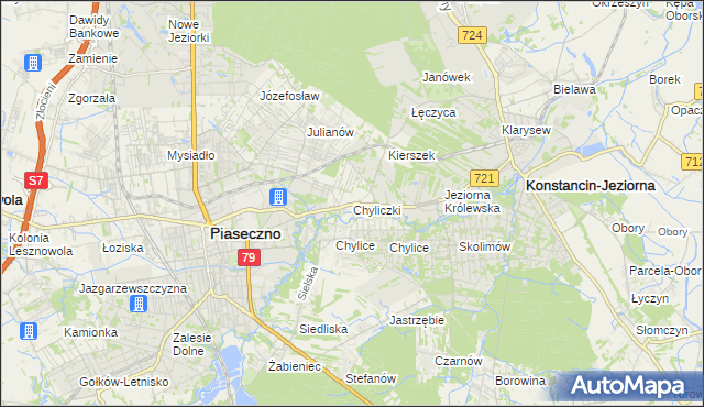 mapa Chyliczki gmina Piaseczno, Chyliczki gmina Piaseczno na mapie Targeo