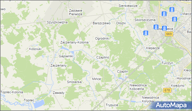 mapa Czaplino gmina Choroszcz, Czaplino gmina Choroszcz na mapie Targeo