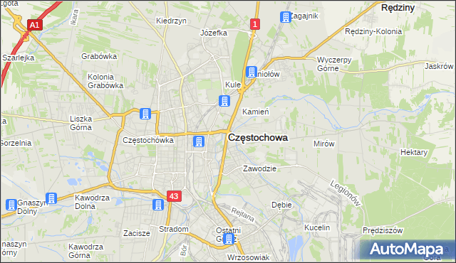 mapa Częstochowy, Częstochowa na mapie Targeo