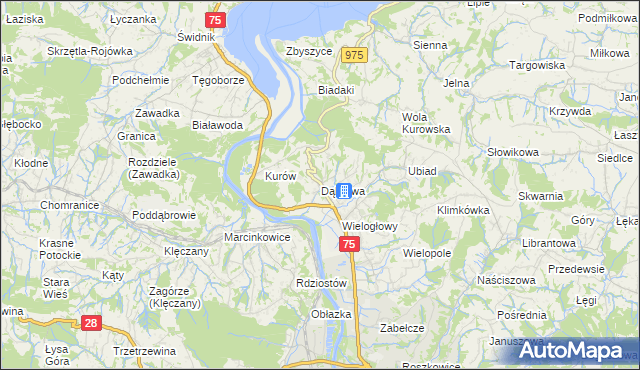 mapa Dąbrowa gmina Chełmiec, Dąbrowa gmina Chełmiec na mapie Targeo